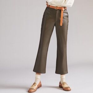 Anthropologie Avec Les Filles moss green faux leather trouser - size sma…